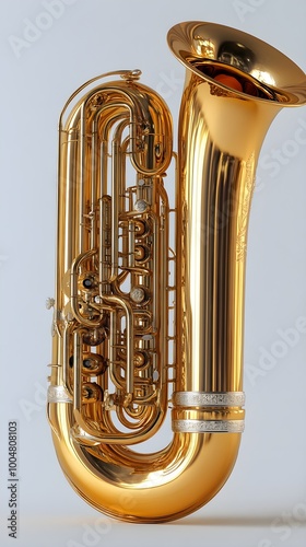 Close Up Wessex Tuba Instrument Featuring Intricate Brass Work photo