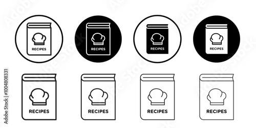 Recipe book icon Collection of flat thin outline vector