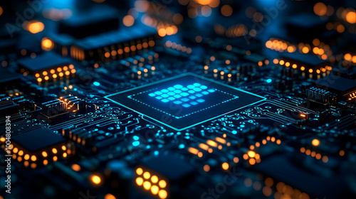 Microchip as a concept of technology, future and innovation. Generative AI