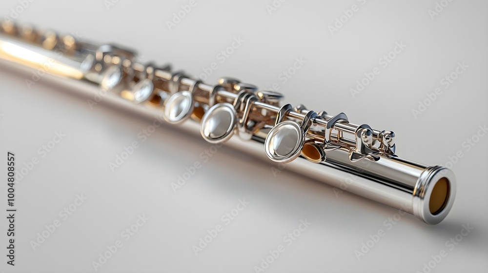 Fototapeta premium Polished Gold Clarinet with Silver Band and Engraved Word Accent photo