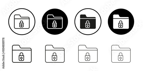 Secret folder icon Collection of flat thin outline vector