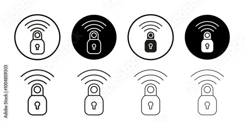 Smart lock icon Collection of flat thin outline vector