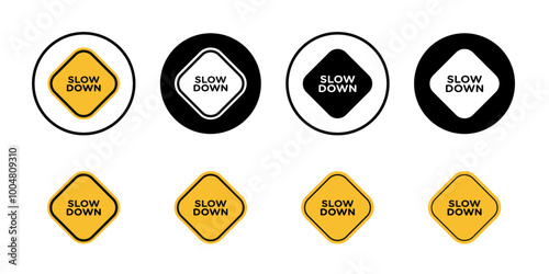 Slow down sign Collection of flat thin outline vector