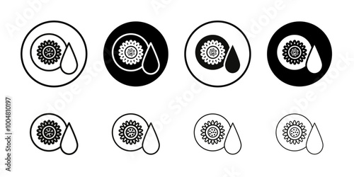 Sunflower oil icon Collection of flat thin outline vector