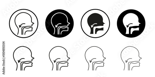 Swallowing reflex icon Collection of flat thin outline vector