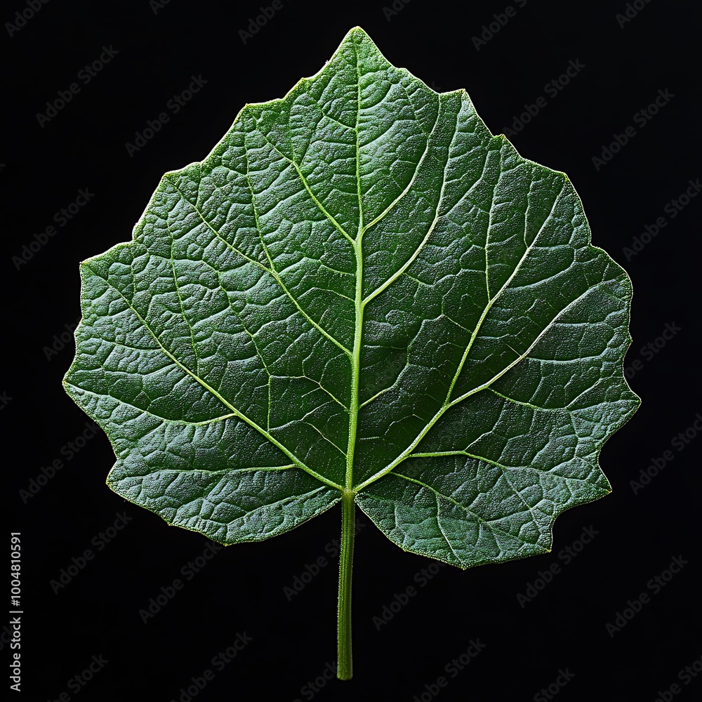 Fototapeta premium Detailed Close Up Green Leaf with Vibrant Veins photo