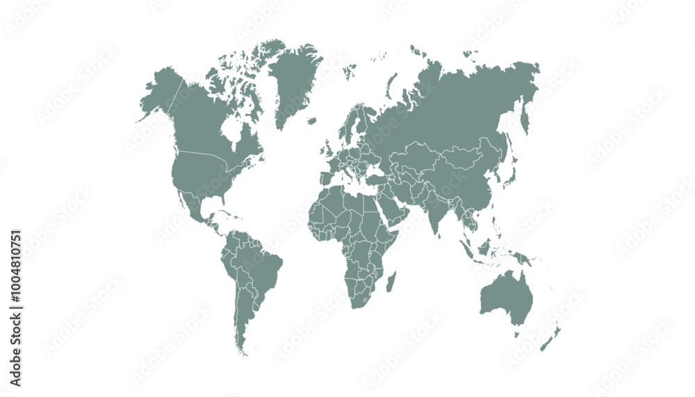 World map. Grey modern vector map. Silhouette map World map. Grey modern vector map. Silhouette map