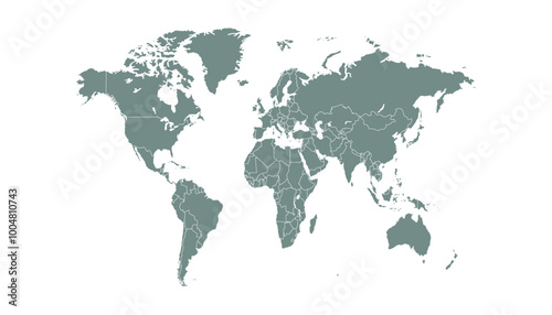 World map. Grey modern vector map. Silhouette map