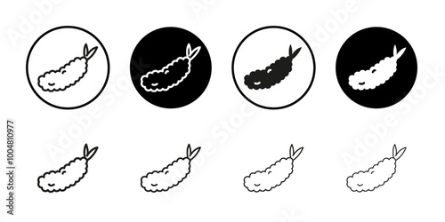 Tempura icon Collection of flat thin outline vector