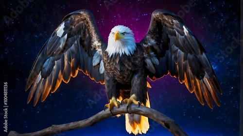 Wallpaper Mural Majestic Bald Eagle Soaring Night Sky Stunning Wingspan Powerful Presence Torontodigital.ca