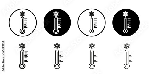 Thermometer cold icon Collection of flat thin outline vector