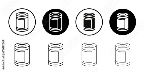 Tin can icon Collection of flat thin outline vector