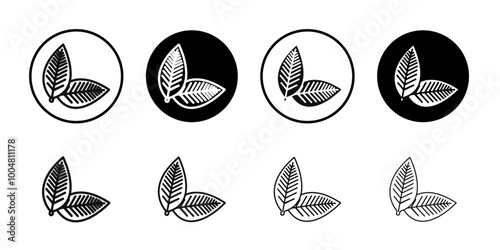 Tobacco leaves icon Collection of flat thin outline vector