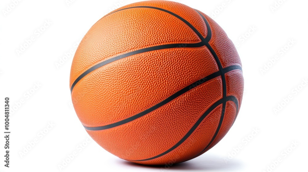 A classic orange basketball with black lines, isolated on a white background. A classic orange basketball with black lines, isolated on a white background.