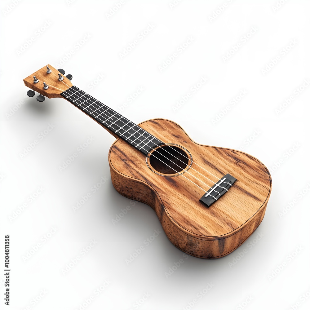 Fototapeta premium Ukulele Wooden Instrument Photography with Sharp Focus on Strings