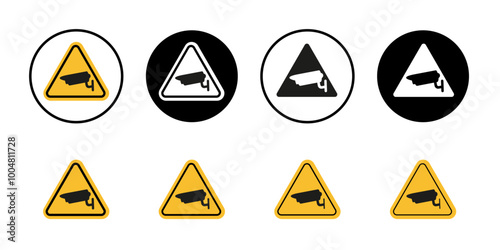 Video surveillance sign Collection of flat thin outline vector