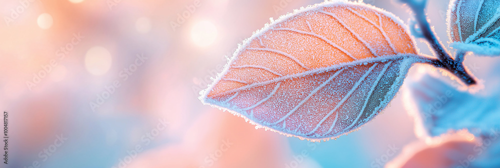 A frosted leaf in soft morning light. A frosted leaf in soft morning light.