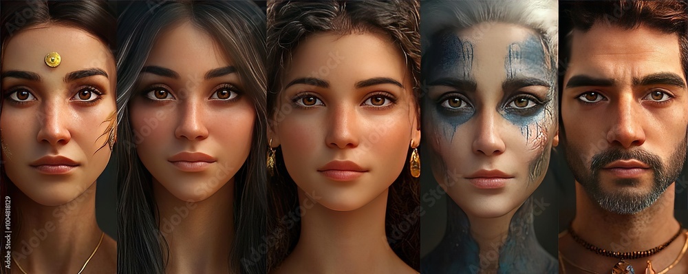 A diverse collection of close-up portraits showcasing unique facial features and expressions of different individuals. A diverse collection of close-up portraits showcasing unique facial features and expressions of different individuals.