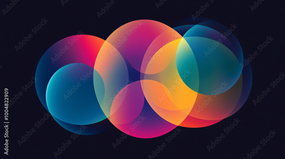 A colorful design of overlapping circles with soft gradients. A colorful design of overlapping circles with soft gradients.