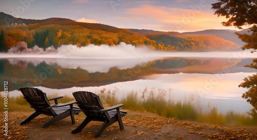 sunset over lake, sunset on the lake, antumn landscape photo