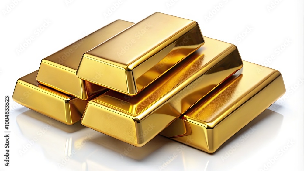 Closeup of Isolated Gold Bars on White Background for Financial and Investment Concept Imagery Closeup of Isolated Gold Bars on White Background for Financial and Investment Concept Imagery