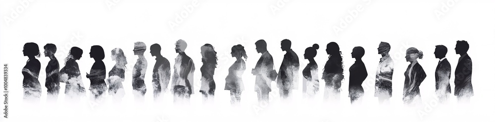 Colorful silhouettes of diverse people holding hands, Diversity Equity and Inclusion, modern company background Colorful silhouettes of diverse people holding hands, Diversity Equity and Inclusion, modern company background
