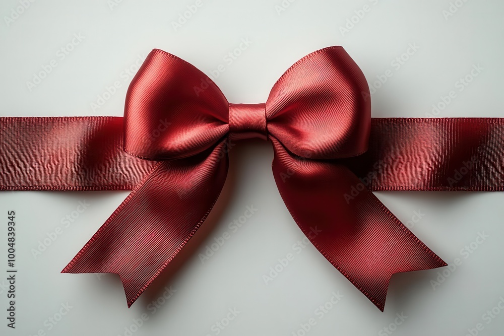 bright red ribbon bow meticulously tied and isolated on a clean white background showcasing elegance and simplicity for festive occasions bright red ribbon bow meticulously tied and isolated on a clean white background showcasing elegance and simplicity for festive occasions