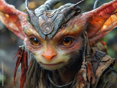 Close-up of a Fantasy Creature with Large Ears and Intriguing Eyes