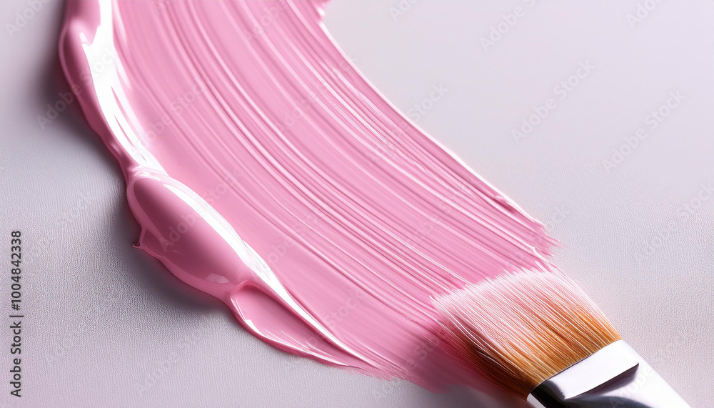strokes of pink paint with a brush on a white background. strokes of pink paint with a brush on a white background.