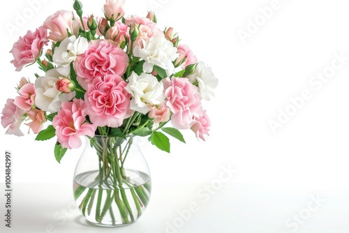 Wallpaper Mural Pink and white flowers in vase on white background. Torontodigital.ca
