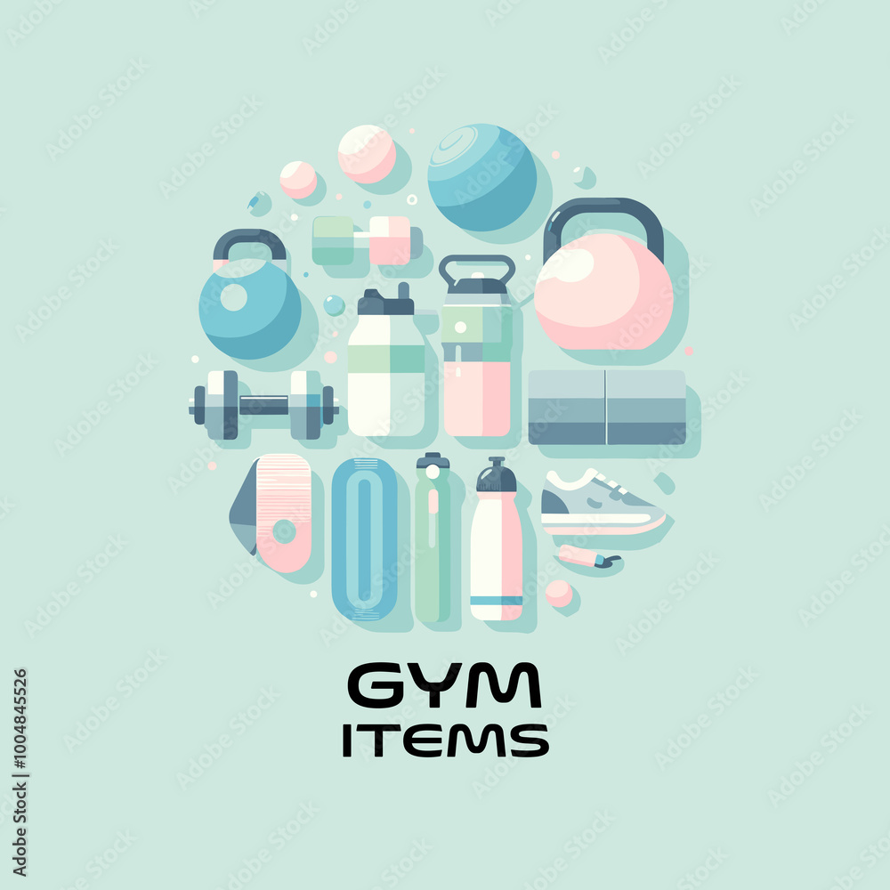 Gym Items Flat Vector Illustration Design