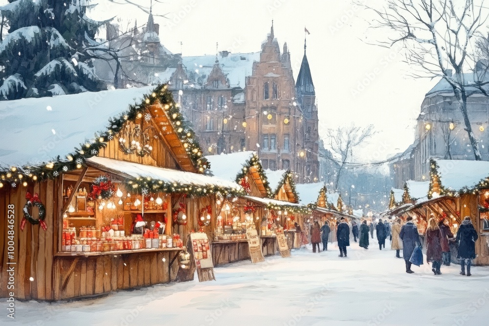 Fototapeta premium Christmas outdoors winter street.
