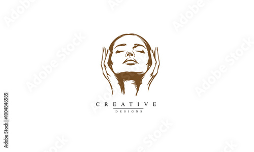 Face massage black vector white background