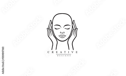 Face massage black vector white background