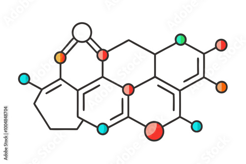 Line Drawing of Aspirin Molecule Structure Understanding Chemical Bonds