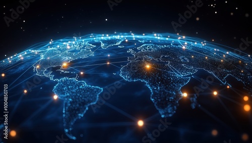worldwide network connection, digital art illustration