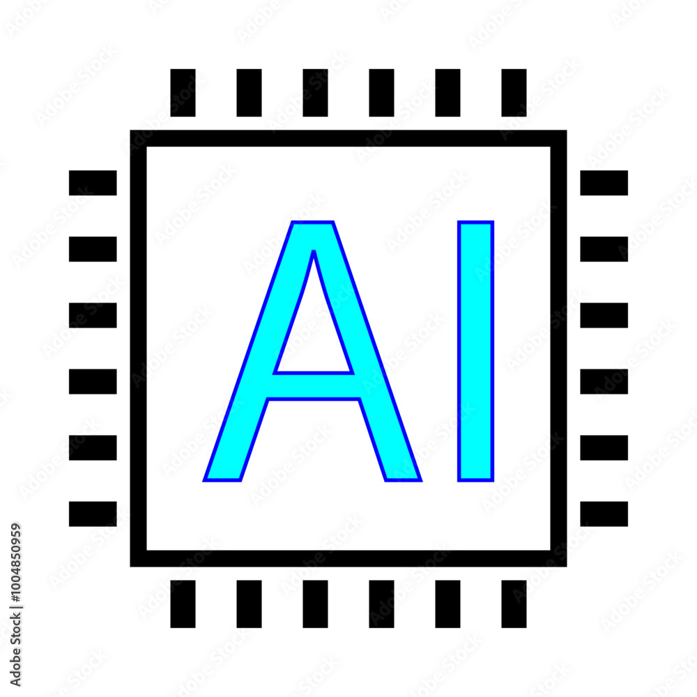 Icono de IA en azul y negro. Inteligencia artificial Icono de IA en azul y negro. Inteligencia artificial