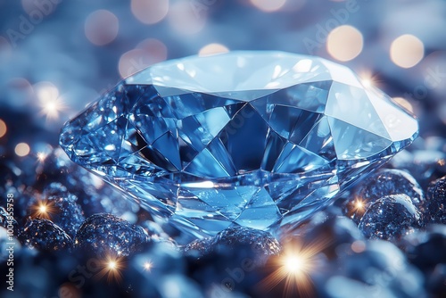 closeup of a diamond texture showcasing its brilliant facets and deep blue hue the light reflects off the surface highlighting the gems beauty and elegance creating a luxurious visual experience