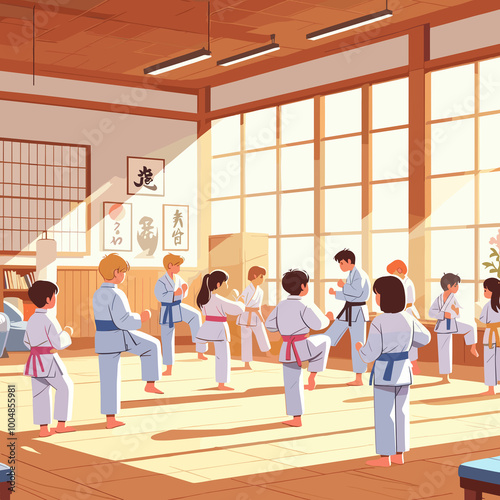 Karate Dojo Flat Vector Illustration Design photo