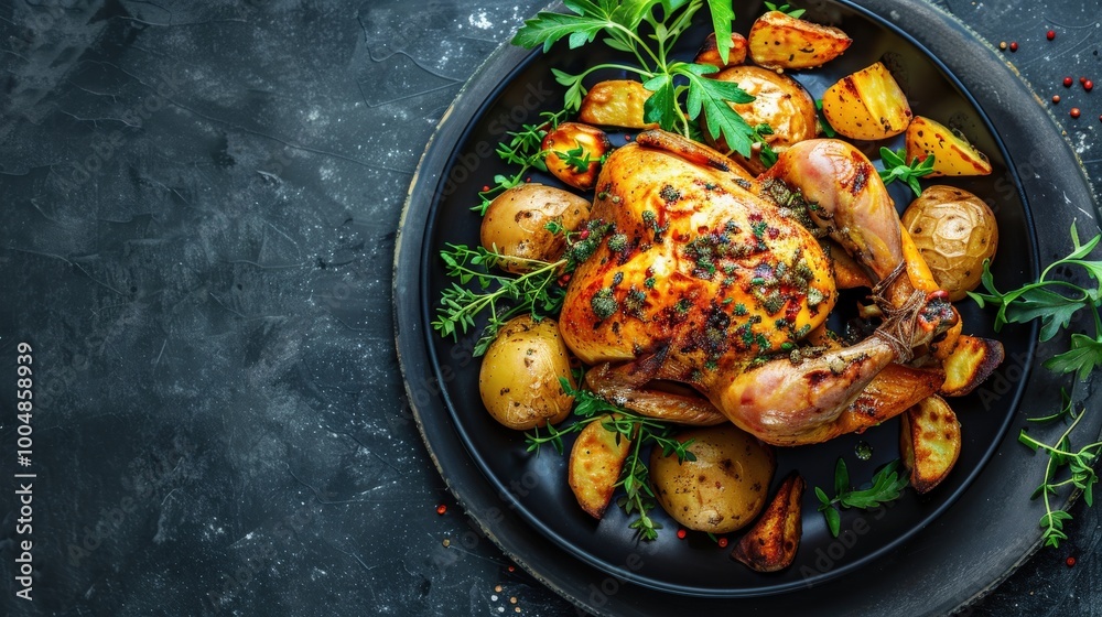 Elegant Roast Chicken with Crispy Potatoes and Herbs Elegant Roast Chicken with Crispy Potatoes and Herbs