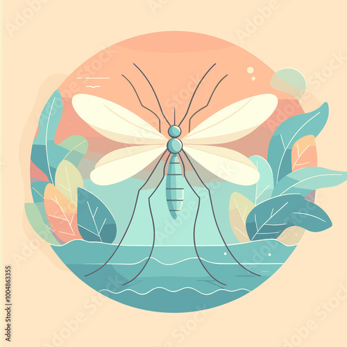 Mosquito Flat Vector Illustration Design photo