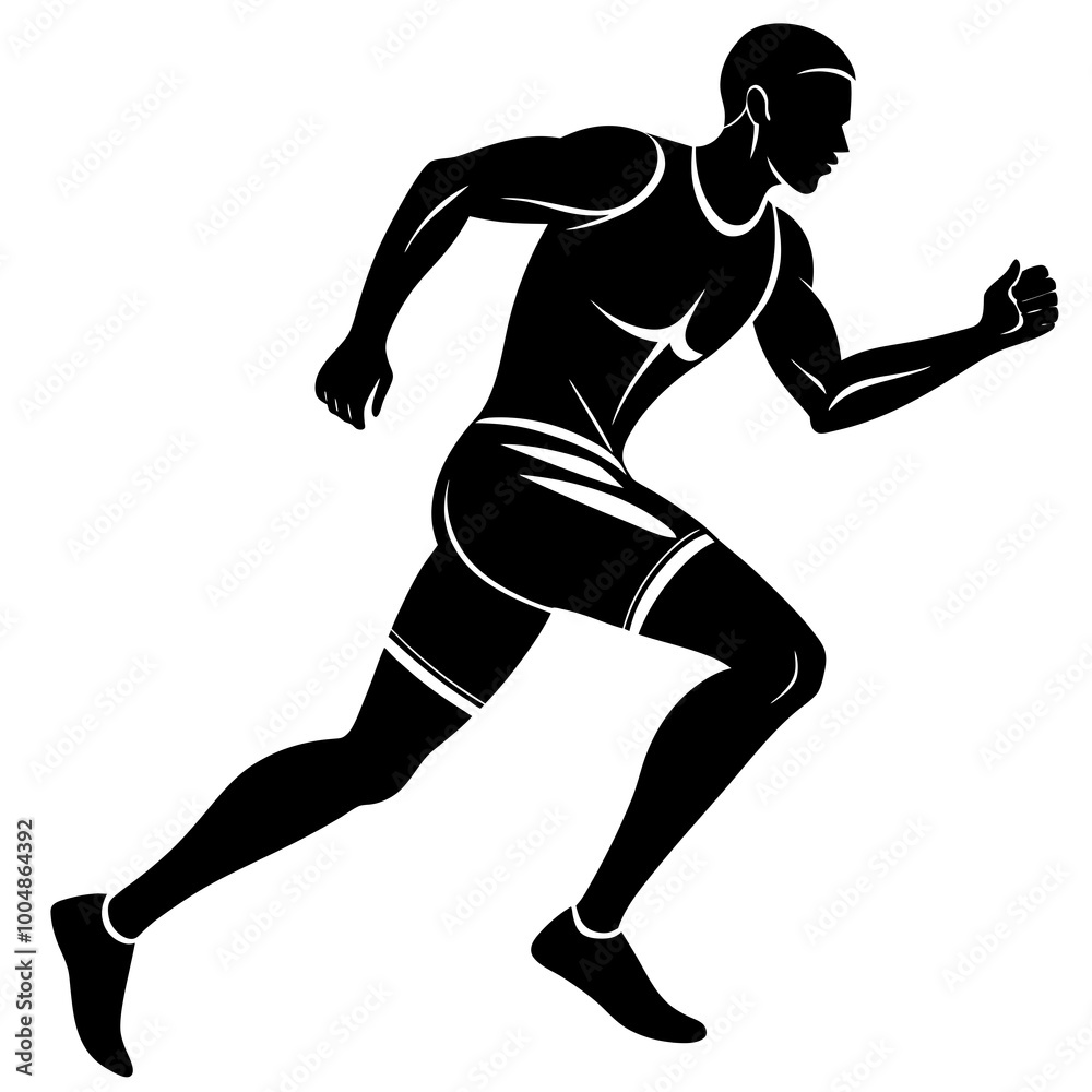 Morning Run Male Athlete Silhouette Vector for Fitness and Motivation Morning Run Male Athlete Silhouette Vector for Fitness and Motivation