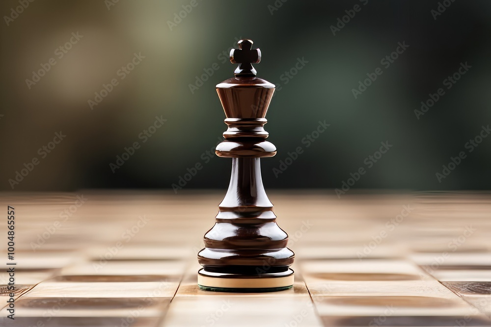 Black king chess piece standing on a chessboard Black king chess piece standing on a chessboard