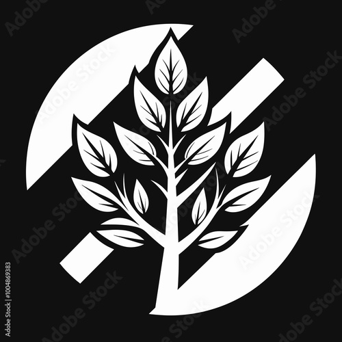 Elegant Ash Tree Branch Logo in Black and White Minimalist Design