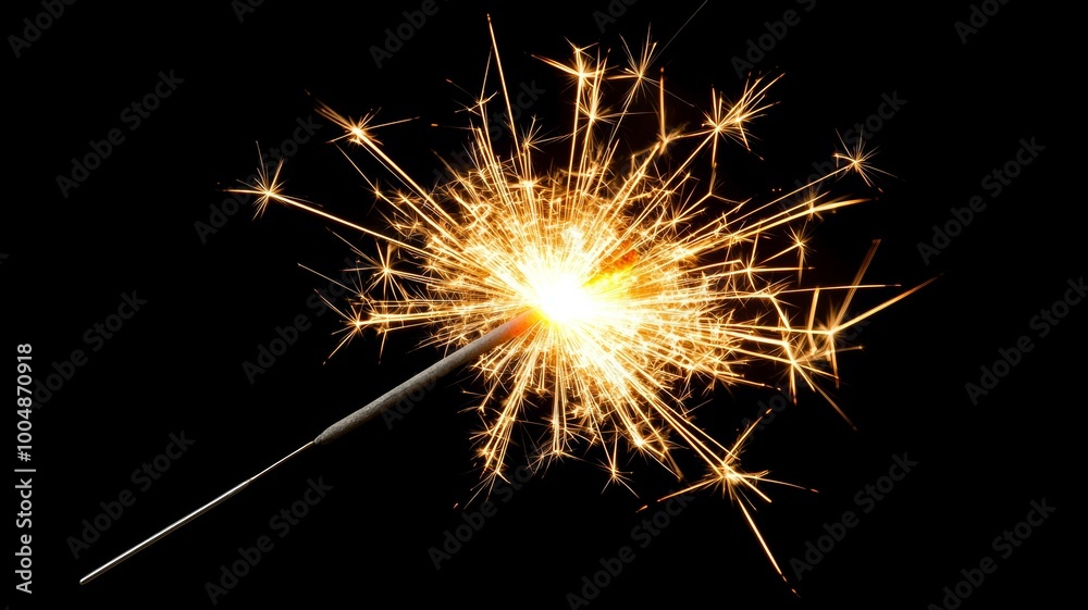 A sparkler is lit up in the dark A sparkler is lit up in the dark
