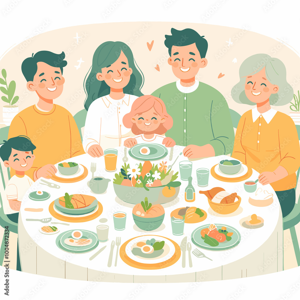 Dinner Table Flat Vector Illustration Design Dinner Table Flat Vector Illustration Design