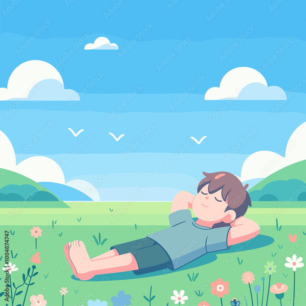 Sleep In Peace Flat Vector Illustration Design Sleep In Peace Flat Vector Illustration Design