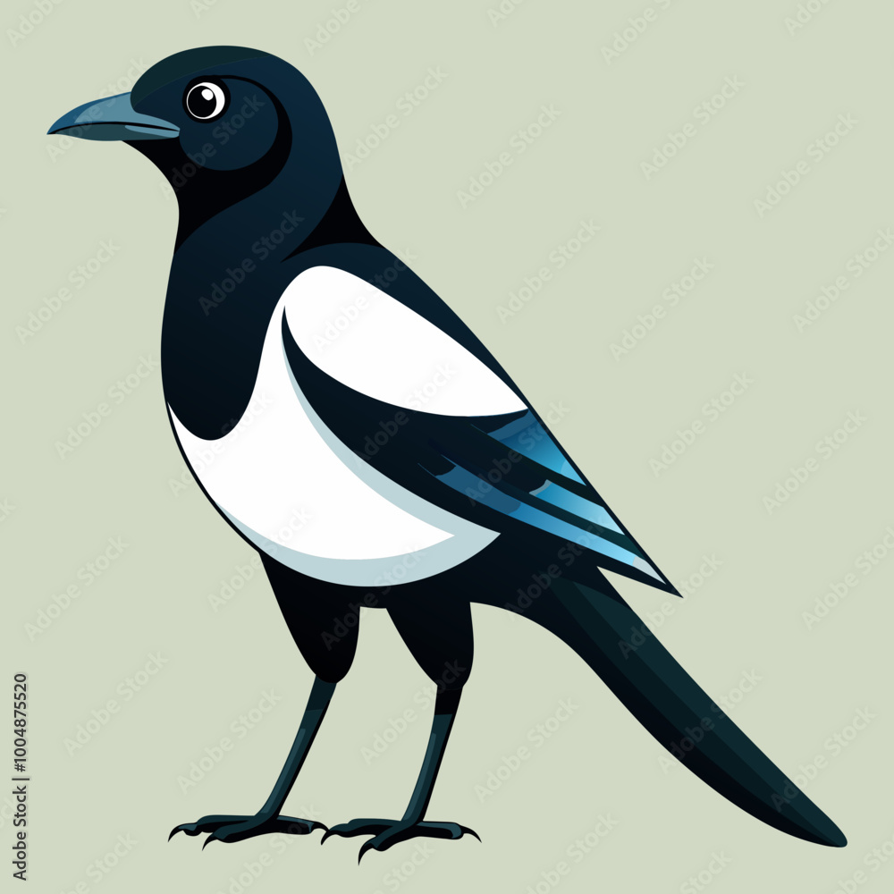 High-Quality Black-billed Magpie Vector Illustration Perfect for Your Projects High-Quality Black-billed Magpie Vector Illustration Perfect for Your Projects