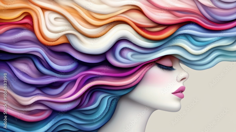A woman with colorful hair and a beautiful face, AI A woman with colorful hair and a beautiful face, AI