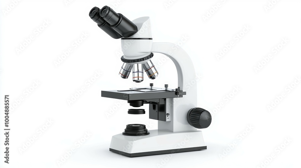 A microscope with a black and white lens A microscope with a black and white lens